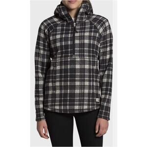 The North Face Crescent Hooded Pullover Top‎ Heritage Plaid Black Half Zip S